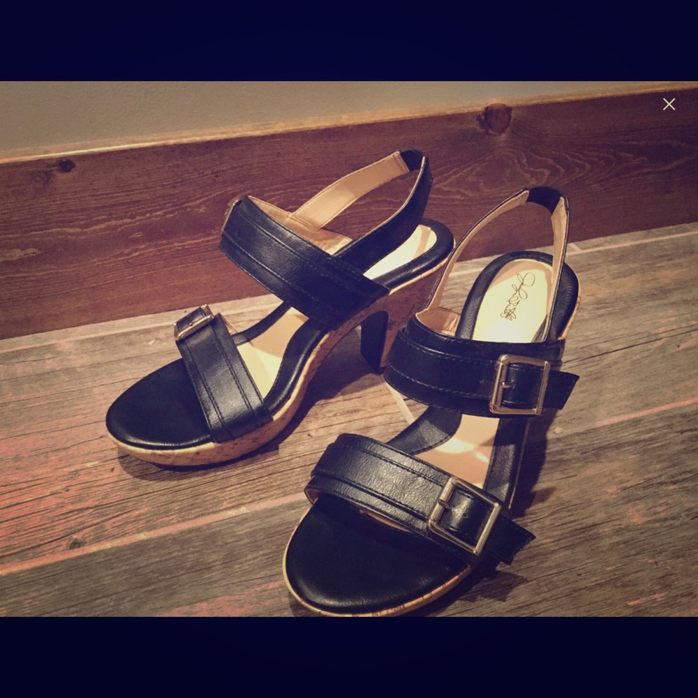 black sandal heels